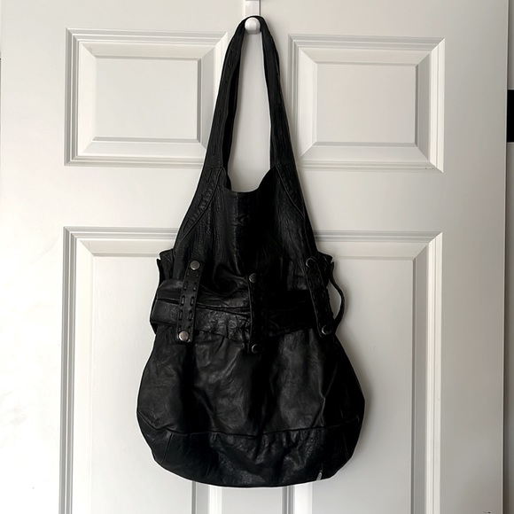 DD Addore by Anat Marin | Black Leather Hobo Bag | Biker Bag, Rocker Tote - Picture 5 of 5